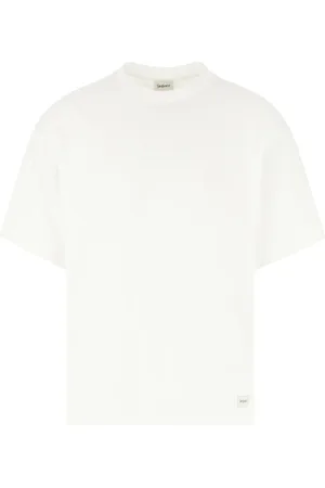 Saint Laurent Top, Herre, Hvid, XL, Bomuld, Casual Bomulds T-shirt