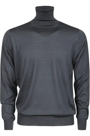 hindustrie Strik, Herre, Blå, 2XL, Uld, Grå Merino Uld Turtleneck Sweater