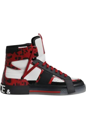 Dolce & Gabbana Sko, Herre, Flerfarvet, 42 1/2 EU, Læder, Multifarvet læder højtop sneakers