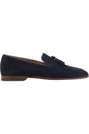 Scarosso Sko, Herre, Blå, 48 EU, Uld, Tassel Loafers med fleksibel sål