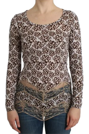 Roberto Cavalli Top, Dame, Brun, M, Langærmet Blonde Top