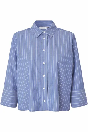 Masai Bluser & Skjorter, Dame, Blå, S, Bomuld, Stribet Skjorte Elegant Stil Sargasso Sea