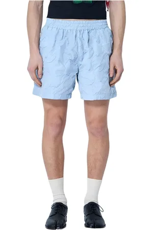 WALTER VAN BEIRENDONCK Shorts, Herre, Blå, S, Quiltede Tack Shorts med Elastik Talje