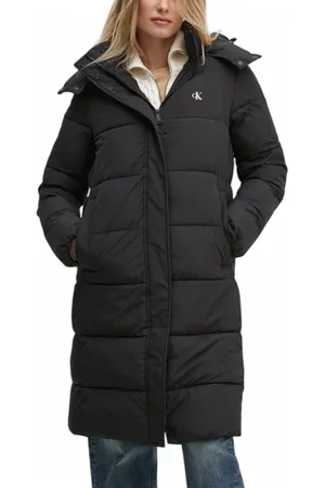 Calvin Klein Frakke, Dame, Sort, M, Uld, Sort Turtleneck Hættetrøje med Lommer