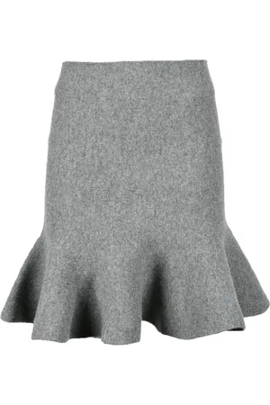 Jil Sander Nederdel, Dame, Grå, M, Uld, Uld Cashmere Lynlås Nederdel