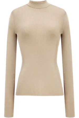 Saint Laurent Strik, Dame, , M, Silke Højhalset Figursyet Top Lange Ærmer
