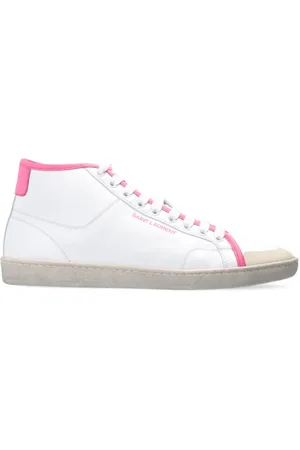 Saint Laurent Sko, Dame, Hvid, 37 EU, Læder, Logo Mid-Top Sneakers