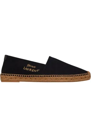Saint Laurent Sko, Dame, Sort, 35 EU, Bomuld, Broderede Canvas Espadriller