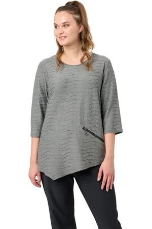 Pont Neuf Bluser & Skjorter, Dame, Grå, 3XL, Uld, Rosalina Asymmetrisk Bluse