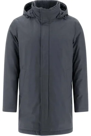 HERNO Frakke, Herre, Grå, 2XL, Uld, Aftagelig hætte teknisk uldjakke