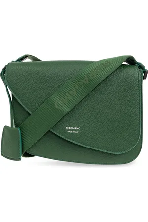 Salvatore Ferragamo Taske, Herre, Grøn, ONE SIZE, Uld, Fiamma skuldertaske