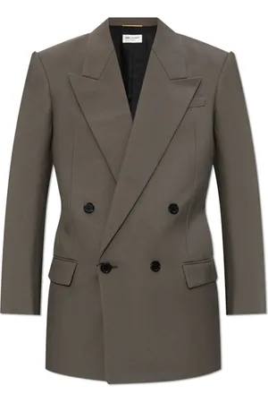 Saint Laurent Jakke, Dame, Grå, L, Uld, Double-breasted Blazer