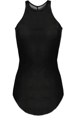 Rick Owens Top, Dame, Sort, XS, Uld, Basic Rib Tank