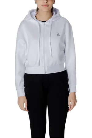 Armani Exchange Sweathshirts & Hoodies, Dame, Hvid, S, Uld, Stilfuld hættetrøje med lynlås
