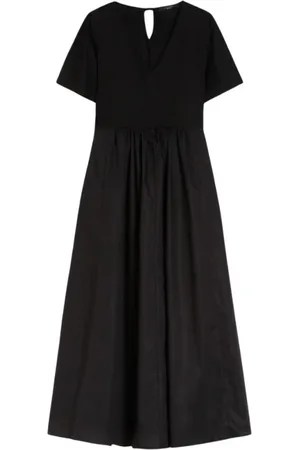 Max Mara Kjole, Dame, Sort, M, Sort Jersey Kjole med V-Hals