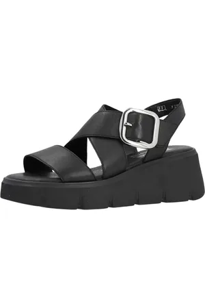 Rieker Sko, Dame, Sort, 40 EU, Læder, Platform Sandaler Walking on Sunshine