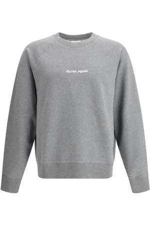 Maison Kitsuné Strik, Herre, Grå, L, Bomuld, Grå Melange Crew Neck Sweatshirt