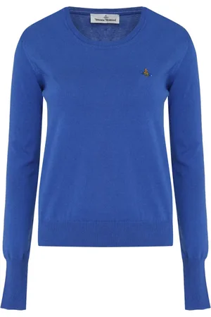Vivienne Westwood Strik, Dame, Blå, XS, Cashmere, Ribbet Cashmere Sweater
