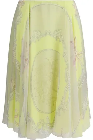 VERSACE Nederdel, Dame, Flerfarvet, S, Medusa Print Silke Midi Nederdel