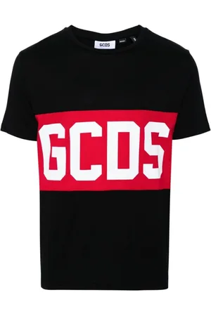 GCDS Top, Herre, Sort, XL, Uld, Sort Band Logo Regular T-Shirt