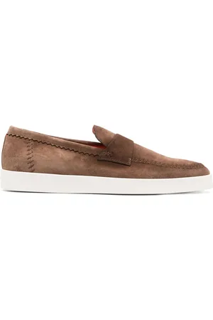 santoni Sko, Herre, Brun, 42 EU, Læder, Brune Læder Loafers Casual Flats