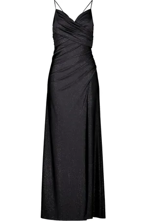 Vera Mont Kjole, Dame, Sort, 2XL, Uld, Glitrende Aftenkjole med Wrap Design