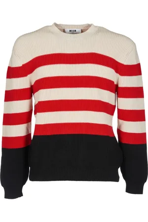 Msgm Strik, Herre, Flerfarvet, S, Bomuld, Beige Stribet Sweater