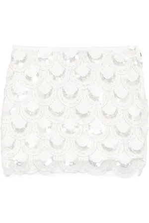 ROTATE Nederdel, Dame, Hvid, S, Polyester, Hvid Sequin Mini Nederdel