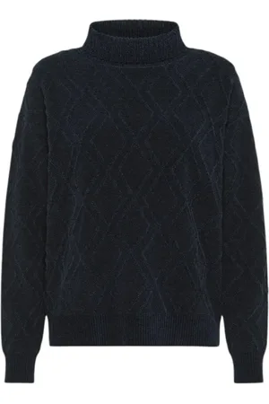 RRD Strik, Dame, Blå, M, Præget Chenille Rullekrave Sweater