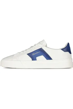 santoni Sko, Herre, Hvid, 43 EU, Læder, Double Buckle Sneaker