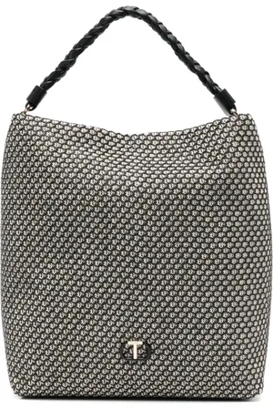 Twin-Set Taske, Dame, Sort, ONE SIZE, Uld, Sort Flettet Håndtag Skuldertaske
