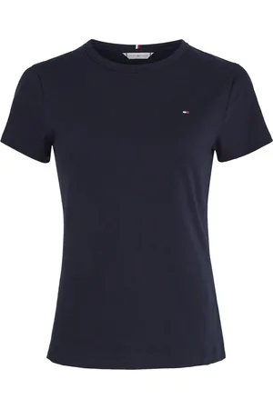 Tommy Hilfiger Top, Dame, Blå, M, Bomuld, 1985 Slim Slub Marineblå T-shirt