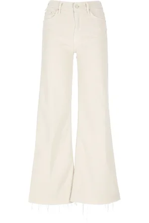 Mother Bukser, Dame, , W25, Bomuld, Ivory Wide Leg Jeans til Kvinder