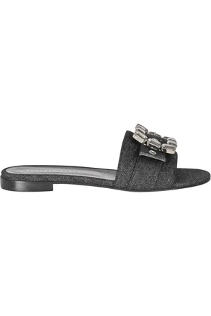 ROBERTO FESTA Sko, Dame, Sort, 37 1/2 EU, Denim, Denim Jewel Buckle Sandaler