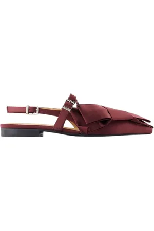 Ganni Sko, Dame, Rød, 37 EU, Læder, Burgundy Bow Ballerinas - Syntetisk Læder