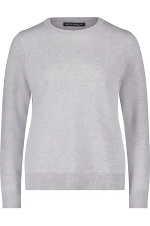 Betty Barclay Strik, Dame, Grå, 3XL, Basis Striktrøje med Rund Hals