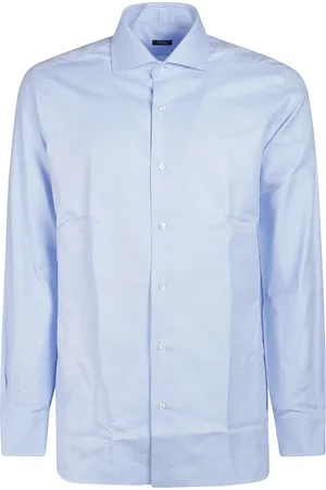 BARBA Skjorte, Herre, Blå, 2XL, Uld, Stilfuld langærmet skjorte