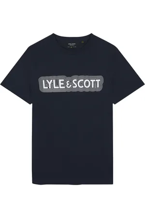 Lyle & Scott Top, Herre, Blå, 2XL, Bomuld, Vibrations Print T-shirt