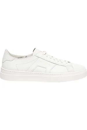 santoni Sko, Herre, Hvid, 44 EU, Læder, Hvide Læder Sneakers med Gummisål