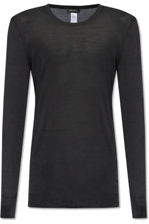 Hanro Top, Herre, Sort, M, Uld, T-shirt med lange ærmer