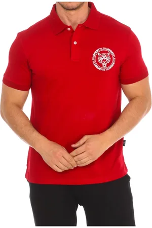 Philipp Plein Top, Herre, Rød, XL, Bomuld, Kortærmet Polo Shirt