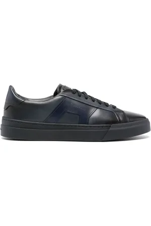 santoni Sko, Herre, Blå, 44 EU, Læder, Blå Læder Snøresko Sneakers