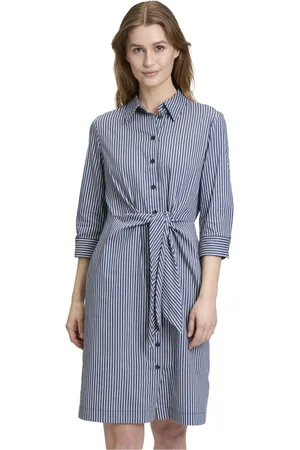 Betty & Co Kjole, Dame, Blå, 2XL, Uld, Skjortekjole med lommer