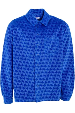 ERL Skjorte, Herre, Blå, XL, Uld, Corduroy Embossed Overshirt