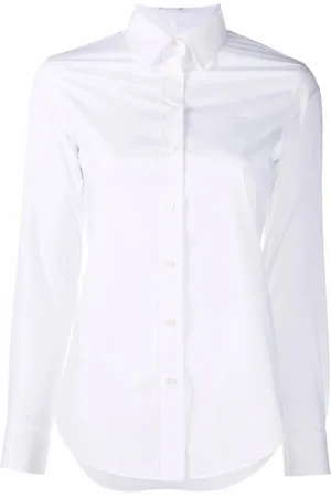 Ralph Lauren Bluser & Skjorter, Dame, Hvid, 2XL, Bomuld, Curved Hem Skjorte