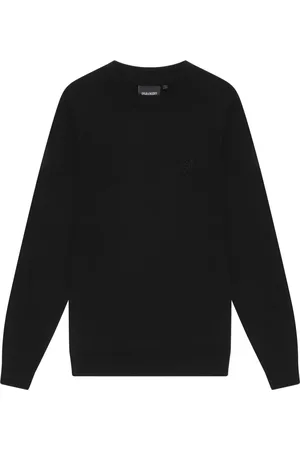 Lyle & Scott Strik, Herre, Sort, XL, Uld, Merino Crew Neck Jumper med Tonal Eagle