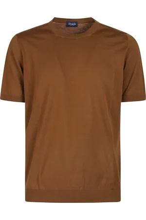 DRUMOHR Top, Herre, Brun, L, Bomuld, Afslappet Bomuld T-shirt