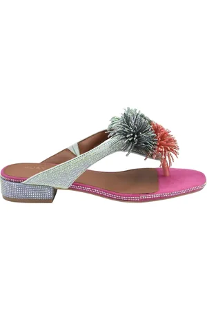 Kurt Geiger Sko, Dame, Flerfarvet, 36 EU, Røde flade sko med pom pom