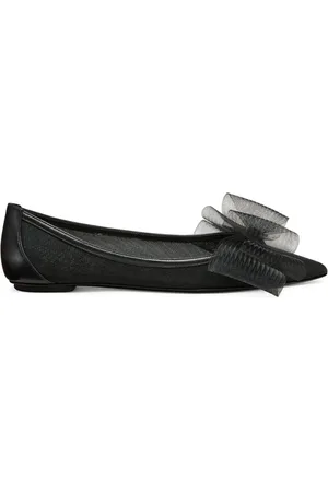Stuart Weitzman Sko, Dame, Sort, 40 1/2 EU, Uld, Blushing Bow Flat