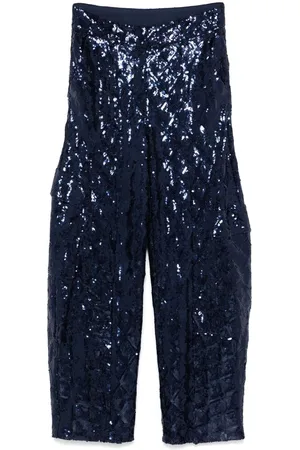 ROTATE Bukser, Dame, Blå, XS, Bomuld, Sequin Bælte Navy Blå Cargobukser